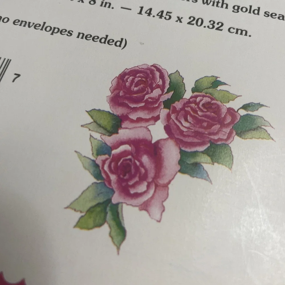 PRATT & AUSTIN‎ Seal N Send Foldover Note Set 11 Notes 24 Gold Seals Pink Roses
